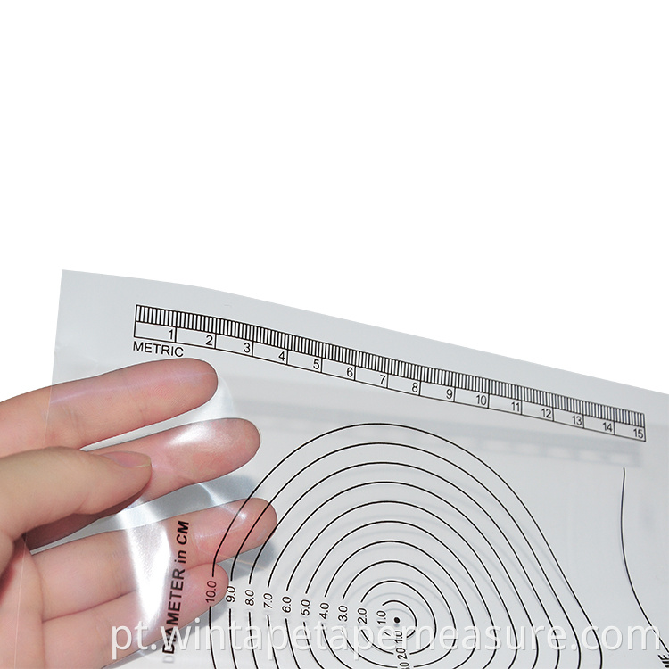 Guia de medição de feridas descartáveis ​​médicas transparentes de 15 cm, regra de papel para impressão médica